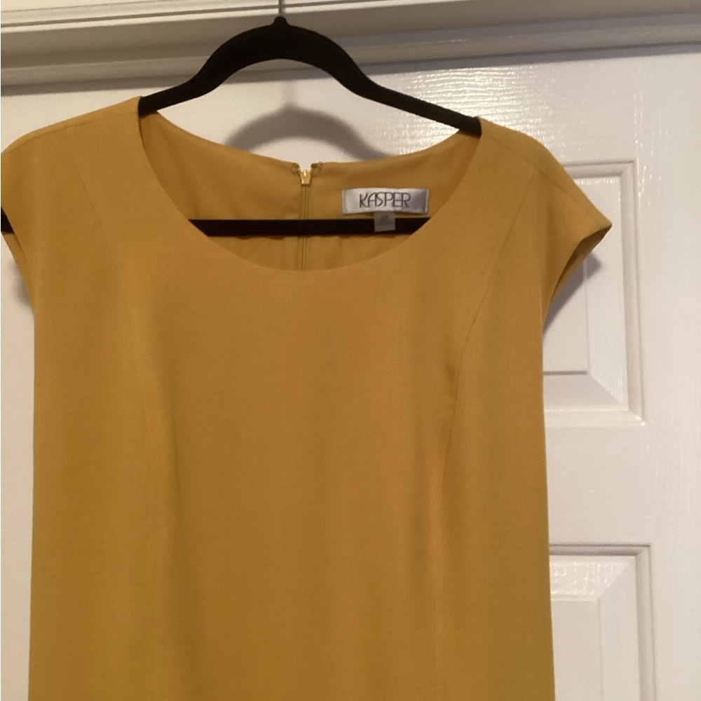 Kasper Mustard Yellow Stylish Dress, 14W - Picture 3 of 7